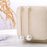 Cercei pentru dama moderni EARR16BB Aurii Set de 1 pereche cu cristal din zircon si perla